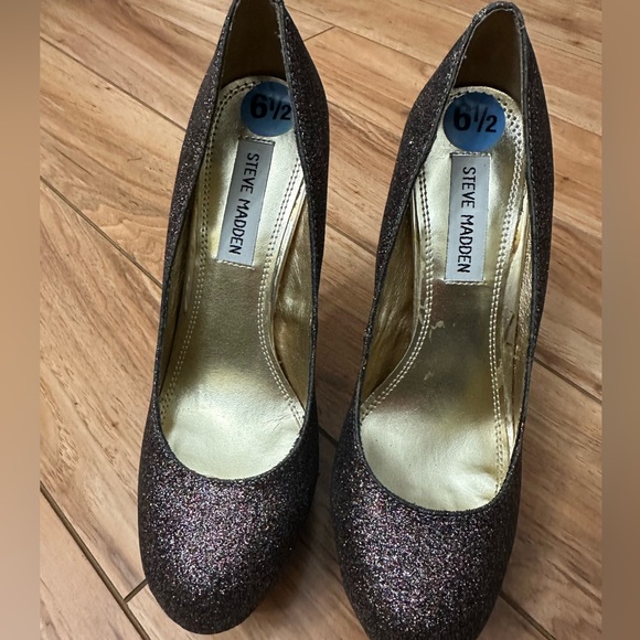 STEVE MADDEN MELINA GLITTER PLATFORM STILETTO HEELS. WOMEN SIZE 6.5 - Picture 3 of 6